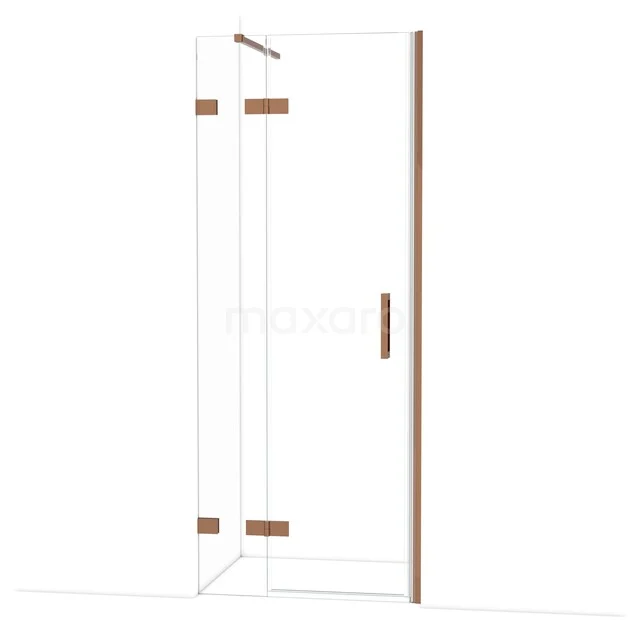 Glasene Duschkabine mit bronzen Akzenten, Eckdesign, ideal für eine stilvolle Badezimmer Einrichtung.