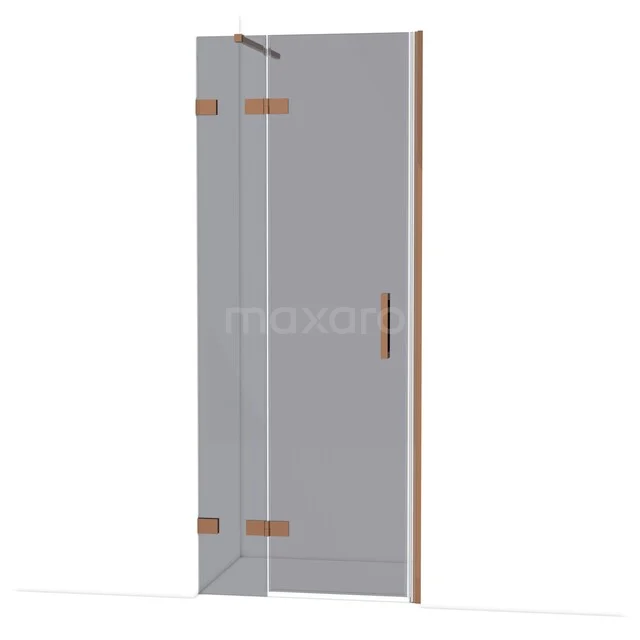 Diamond Douchedeur | 80 cm Glanzend koper Rookglas Draaideur DDB21352121GKP