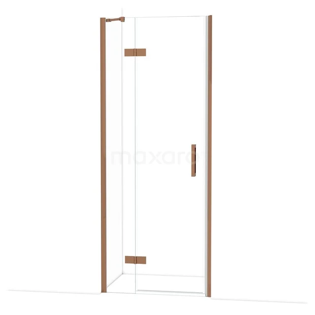 Glasene Duschtür mit Kupfer Scharnieren, modernes Design für eine luxuriöse Ausstrahlung im Badezimmer.