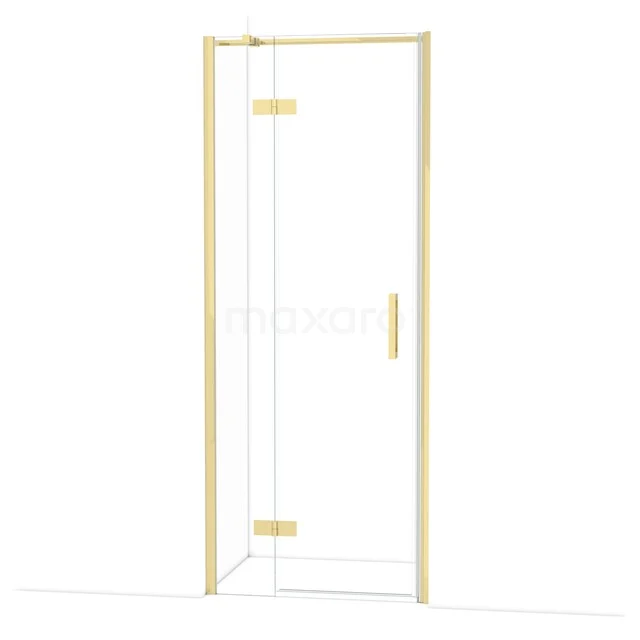 Glasdouchedeur mit goldfarbenem Profil, minimalistisches Design. Perfekt für moderne Badezimmerstil.