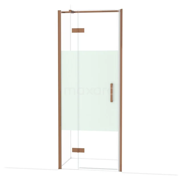Diamond Douchedeur | 80 cm Glanzend koper Helder met matte strook Draaideur DDB21352313GKP
