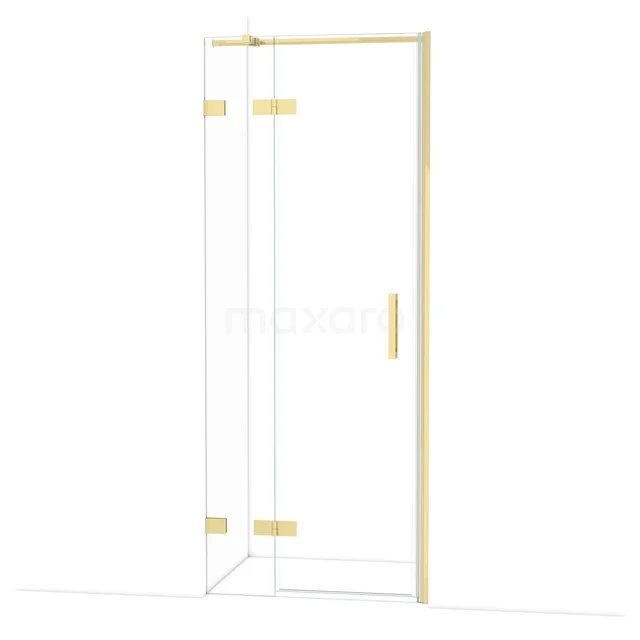 Diamond Shower door | 80 cm Glanzend lichtgoud Clear glass Pivot door DDB21352320GLG