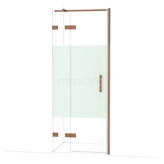 Diamond Shower door | 80 cm Glanzend koper Clear with matt strip Pivot door DDB21352323GKP Diamond Shower door | 80 cm Glanzend koper Clear with matt strip Pivot door DDB21352323GKP