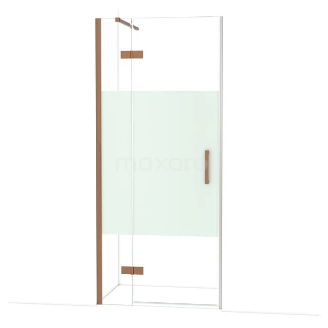 Transparente Gläserne Duschwand mit Holzdetails, modernes Design, ideal für eine stilvolle Badezimmergestaltung.