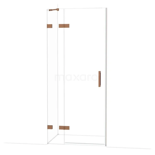 Diamond Douchedeur | 90 cm Glanzend koper Helder glas Draaideur DDB21361220GKP