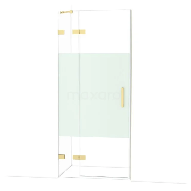 Diamant-Duschtüren DDB21361223GLG Glas Duschwand mit Matt Weiß Mittelstück, Gold Scharniere und Haltegriff, perfekt für einen modernen Badezimmer Stil.
