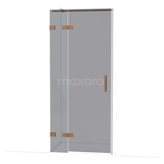 Diamond Douchedeur | 90 cm Glanzend koper Rookglas Draaideur DDB21361321GKP Diamond Douchedeur | 90 cm Glanzend koper Rookglas Draaideur DDB21361321GKP