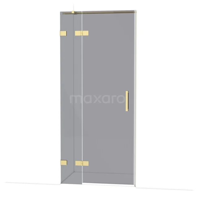 Diamond Duschtür | 90 cm Glänzendes Hellgold Rauchglas Drehtür DDB21361321GLG Glasduschtür mit goldfarbenen Scharnieren und Haltegriff, ideal für moderne Bäder.