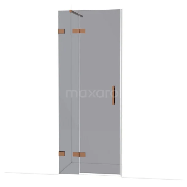 Diamond Duschtür | 80 cm Glänzendes Kupfer Rauchglas Drehtür DDB21351121GKP Glasene Duschtür mit Kupfer-Scharniere und Haltegriff, stilvolles Design für moderne Bäder.