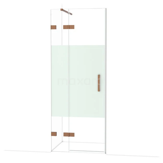 Glasene Duschtür mit mat Profil, Messing Scharniere und Haltegriff, geeignet für einen modernen Badezimmerstil.