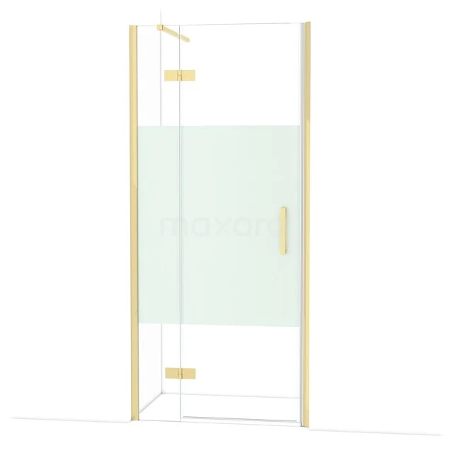 Diamond Shower door | 90 cm Glanzend lichtgoud Clear with matt strip Pivot door DDB21362113GLG Diamond Shower door | 90 cm Glanzend lichtgoud Clear with matt strip Pivot door DDB21362113GLG
