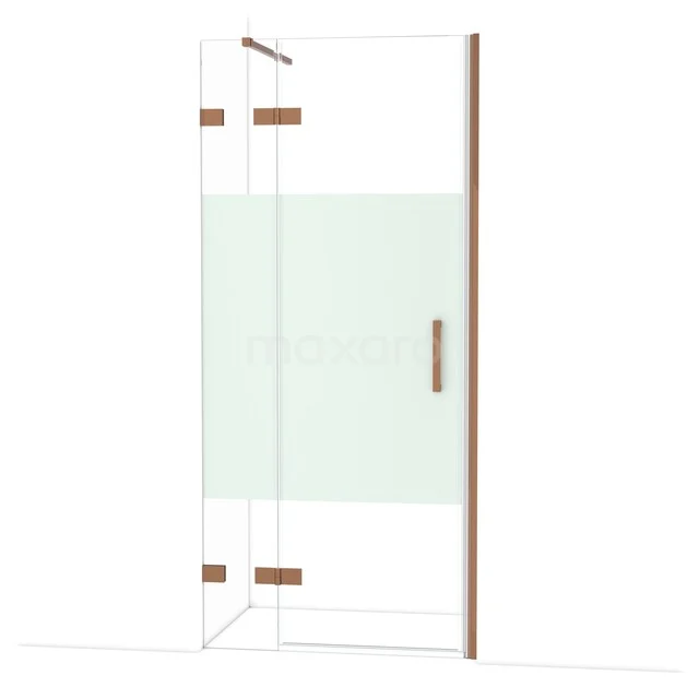 Diamond Shower door | 90 cm Glanzend koper Clear with matt strip Pivot door DDB21362123GKP Diamond Shower door | 90 cm Glanzend koper Clear with matt strip Pivot door DDB21362123GKP