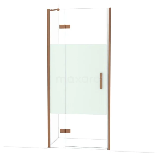 Diamond Duschtür | 90 cm Glänzendes Kupfer Klar mit matter Streifen Drehtür DDB21362213GKP Duschtür mit satiniertem Glaspaneel, kupferfarbenem Rahmen der Luxus-Serie, modernes Design ideal für stilvolle Bäder.