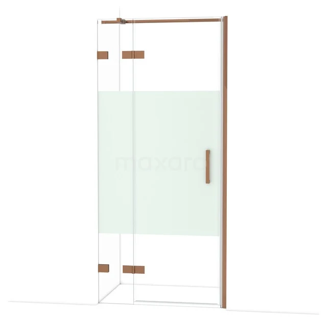 Diamond Douchedeur | 90 cm Glanzend koper Helder met matte strook Draaideur DDB21362323GKP Diamond Douchedeur | 90 cm Glanzend koper Helder met matte strook Draaideur DDB21362323GKP