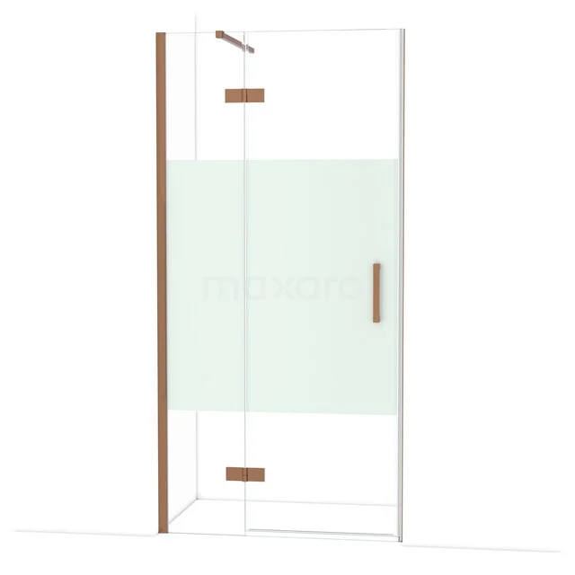 Diamond Shower door | 100 cm Shiny copper Clear with matt strip Pivot door DDB21461113GKP Glazen douchedeur met koperkleurige accenten, modern design, ideaal voor een stijlvolle badkamer.