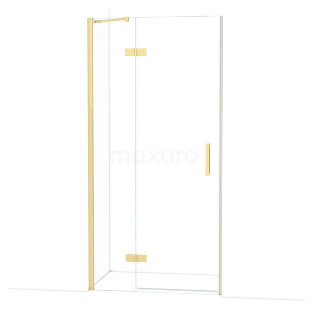 Diamond Shower door | 100 cm Glanzend lichtgoud Clear glass Pivot door DDB21461210GLG