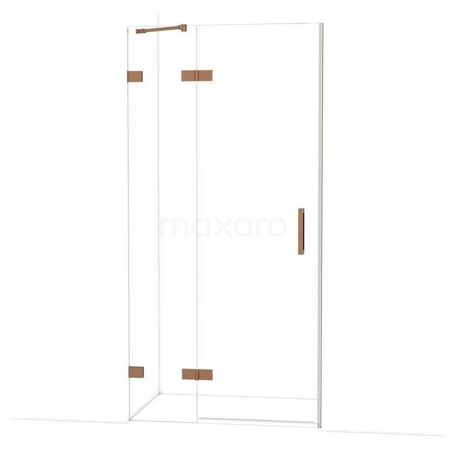 Duschkabine Modern Clear aus Glas mit bronzenen Scharnieren, stilvolle Eckinstallation für ein zeitgemäßes Badezimmer.