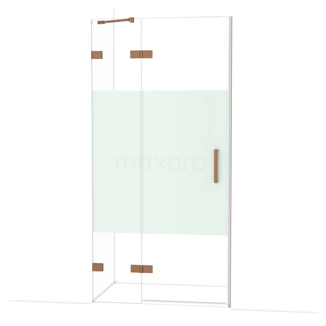 Diamond Shower door | 100 cm Glanzend koper Clear with matt strip Pivot door DDB21461223GKP
