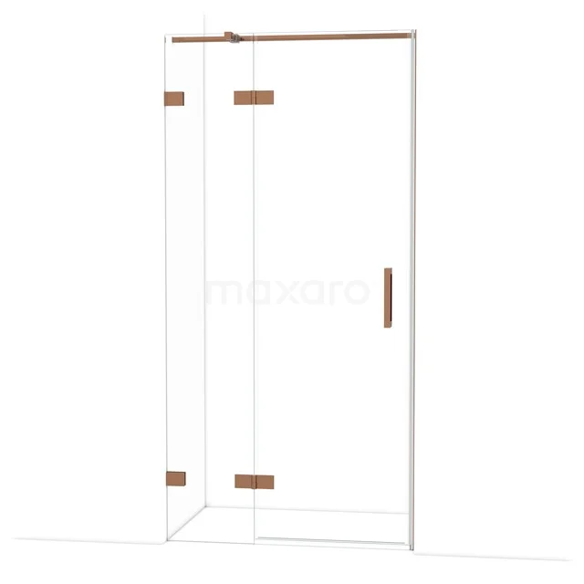 Diamond Douchedeur | 100 cm Glanzend koper Helder glas Draaideur DDB21461320GKP