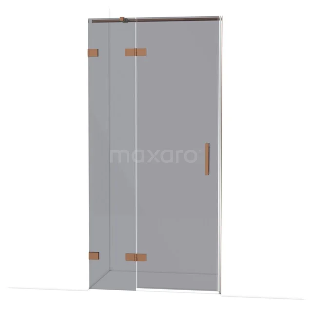Diamond Douchedeur | 100 cm Glanzend koper Rookglas Draaideur DDB21461321GKP