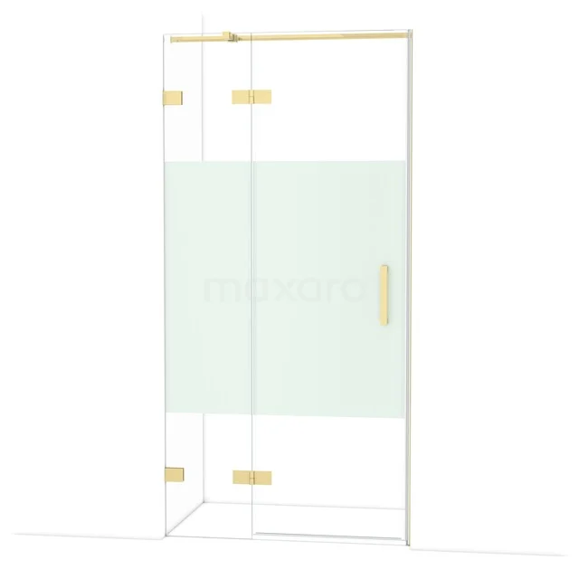 Diamond Shower door | 100 cm Glanzend lichtgoud Clear with matt strip Pivot door DDB21461323GLG