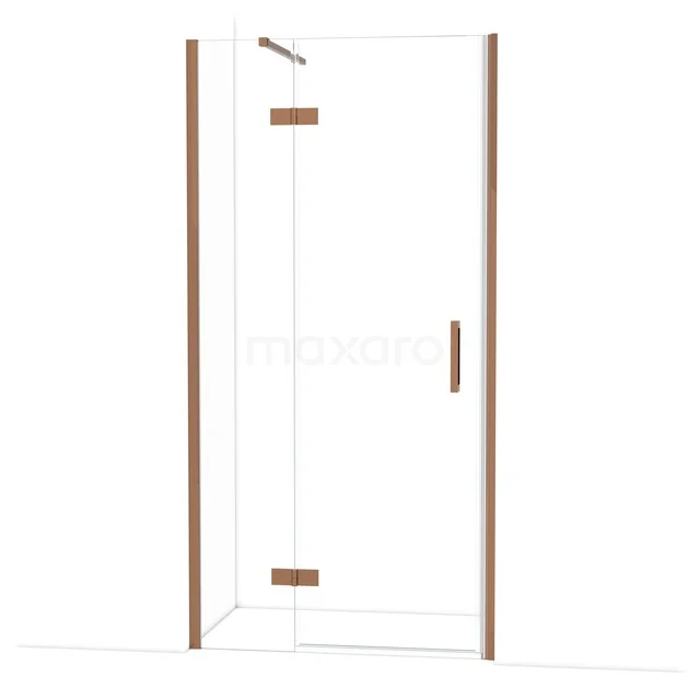 Glasene Duschkabine mit Eckinstieg, bronzefarbene Profile und minimalistisches Design für ein modernes Badezimmer.