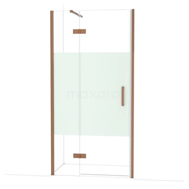 Diamond Shower door | 100 cm Glanzend koper Clear with matt strip Pivot door DDB21462113GKP