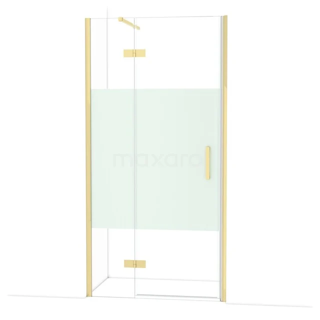 Diamond Douchedeur | 100 cm Glanzend lichtgoud Helder met matte strook Draaideur DDB21462113GLG Diamond Douchedeur | 100 cm Glanzend lichtgoud Helder met matte strook Draaideur DDB21462113GLG