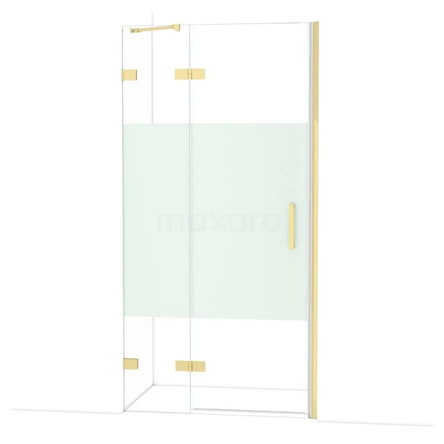 Diamant-Duschtüren DDB21462223GLG Goldfarbige Glaskabine mit mattem Glasstreifen, ideal für ein stilvolles Badezimmer.