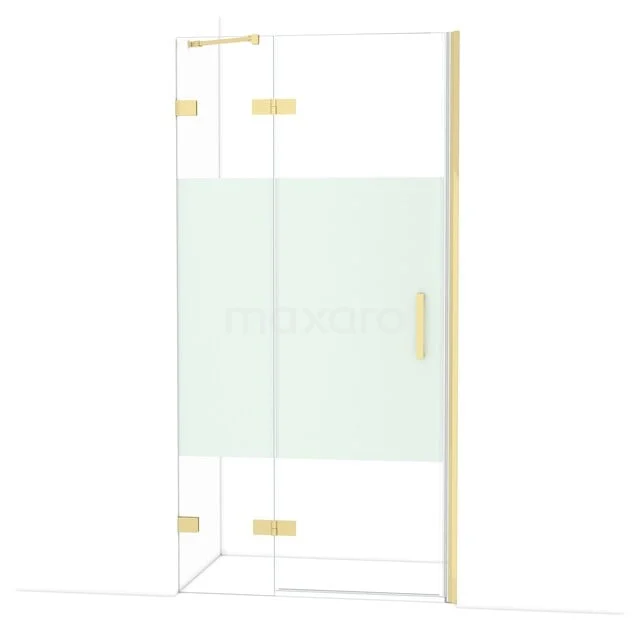 Diamond Douchedeur | 100 cm Glanzend lichtgoud Helder met matte strook Draaideur DDB21462223GLG Diamond Douchedeur | 100 cm Glanzend lichtgoud Helder met matte strook Draaideur DDB21462223GLG