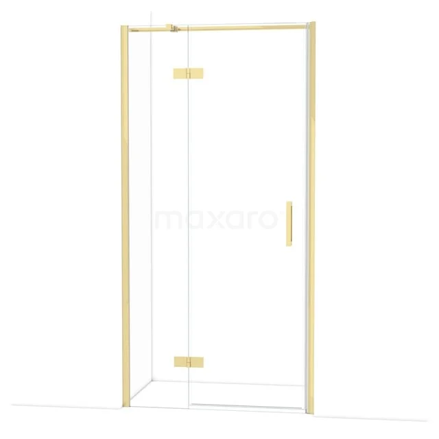 Diamant-Duschtüren DDB21462310GLG Duschkabine mit goldener Umrahmung, Eckmodell aus Glas. Elegantes Design für ein luxuriöses Badezimmerinterieur.