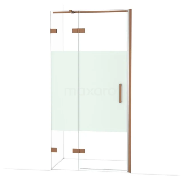Diamond Shower door | 100 cm Glanzend koper Clear with matt strip Pivot door DDB21462323GKP