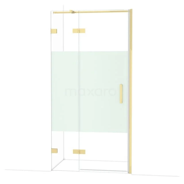 Diamond Douchedeur | 100 cm Glanzend lichtgoud Helder met matte strook Draaideur DDB21462323GLG