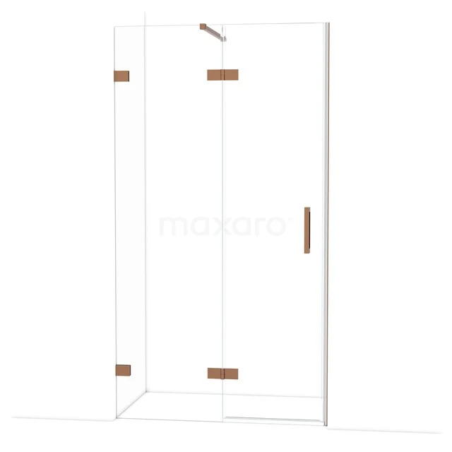 Diamond Douchedeur | 110 cm Glanzend koper Helder glas Draaideur DDB21651120GKP