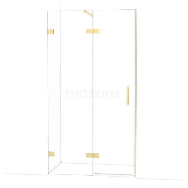 Diamond Douchedeur | 110 cm Glanzend lichtgoud Helder glas Draaideur DDB21651120GLG