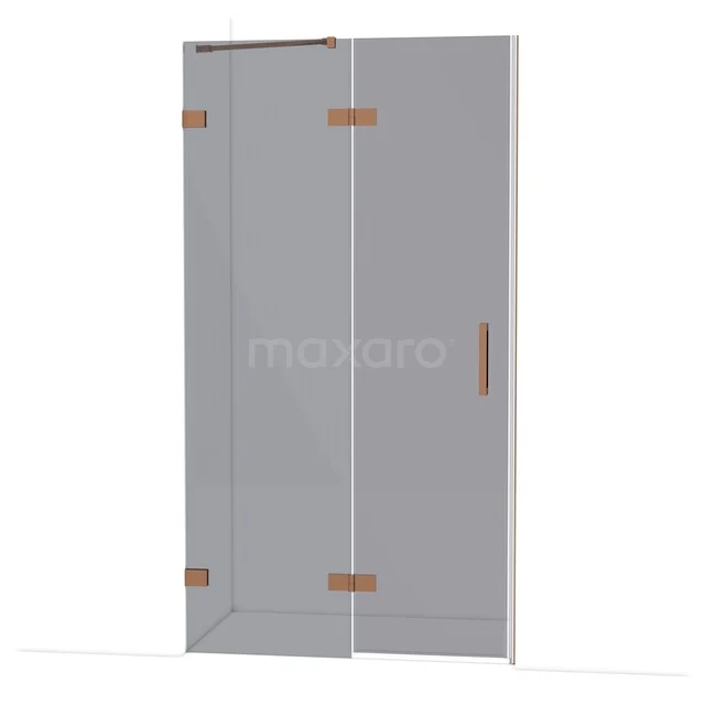 Diamond Shower door | 110 cm Glanzend koper Smoke glass Pivot door DDB21651221GKP Glazen douchedeur met goudkleurige scharnieren, strak design, perfect voor een moderne badkamerinrichting.