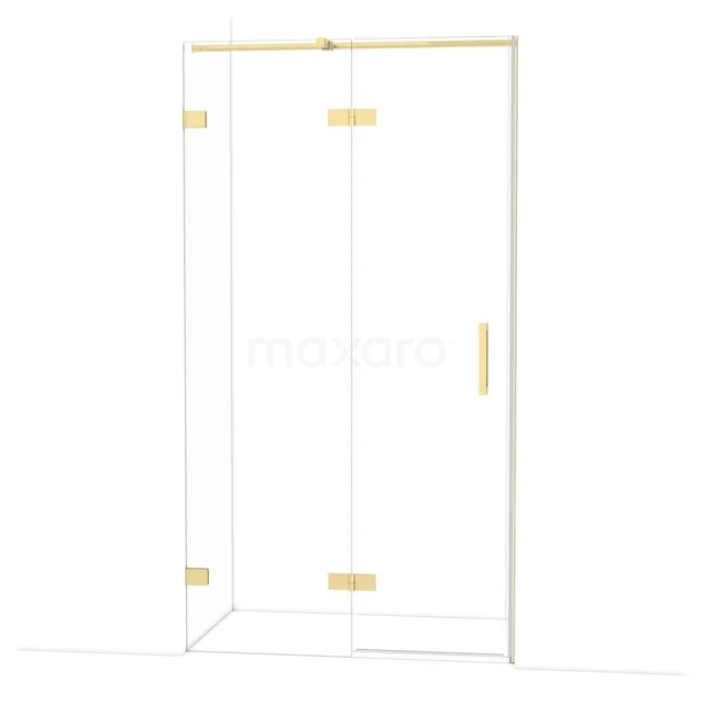 Diamond Shower door | 110 cm Glossy light gold Clear glass Pivot door DDB21651320GLG Glazen douchecabine met goudkleurige accenten, strakke vormgeving, perfect voor een moderne badkamerstijl.