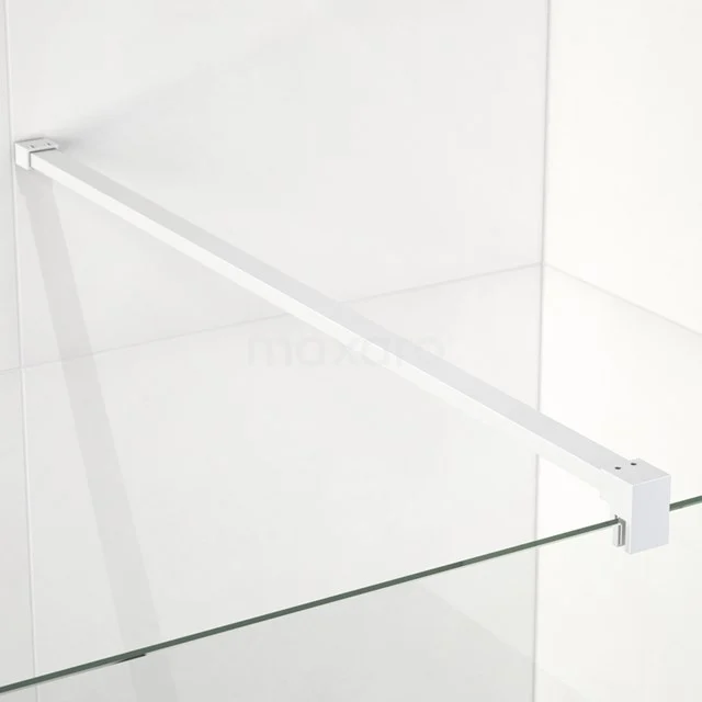 Stabilisationsstange Gerade 8mm Matt Weiß 140cm SBR1400MW Weiße Handtuchhalter aus Aluminium für das Badezimmer, minimalistisches Design, geeignet für die Montage an gläsernen Duschwänden.