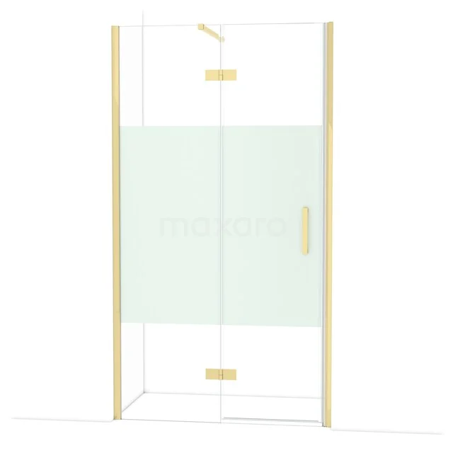 Diamond Douchedeur | 110 cm Glanzend lichtgoud Helder met matte strook Draaideur DDB21652113GLG Diamond Douchedeur | 110 cm Glanzend lichtgoud Helder met matte strook Draaideur DDB21652113GLG