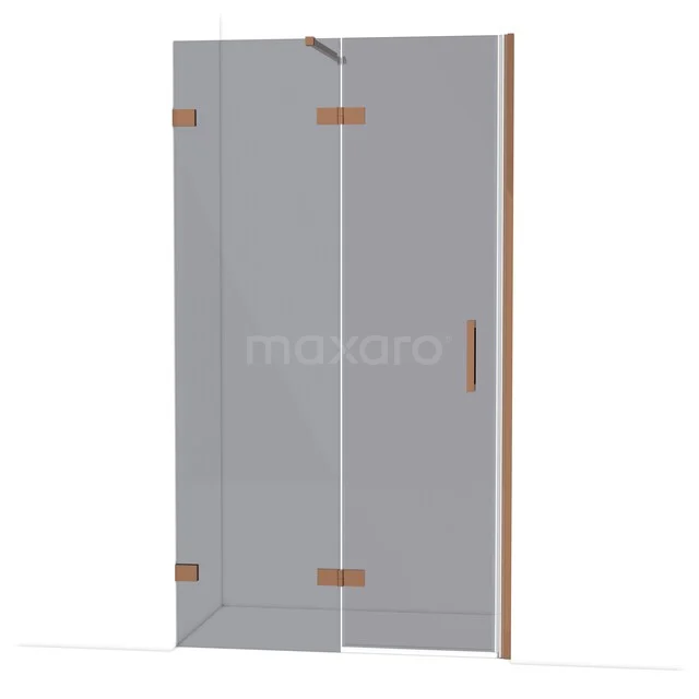 Diamond Shower door | 110 cm Shiny copper Smoke glass Pivot door DDB21652121GKP Glazen douchedeur met bronskleurige scharnieren, moderne uitstraling, ideaal voor een stijlvolle badkamer.