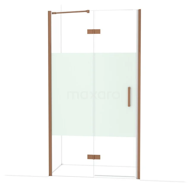 Diamond Douchedeur | 110 cm Glanzend koper Helder met matte strook Draaideur DDB21652213GKP Diamond Douchedeur | 110 cm Glanzend koper Helder met matte strook Draaideur DDB21652213GKP