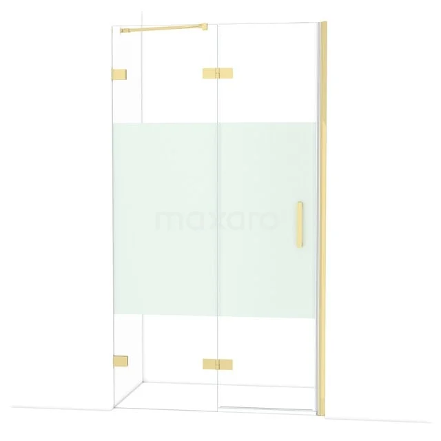 Diamond Shower door | 110 cm Glanzend lichtgoud Clear with matt strip Pivot door DDB21652223GLG