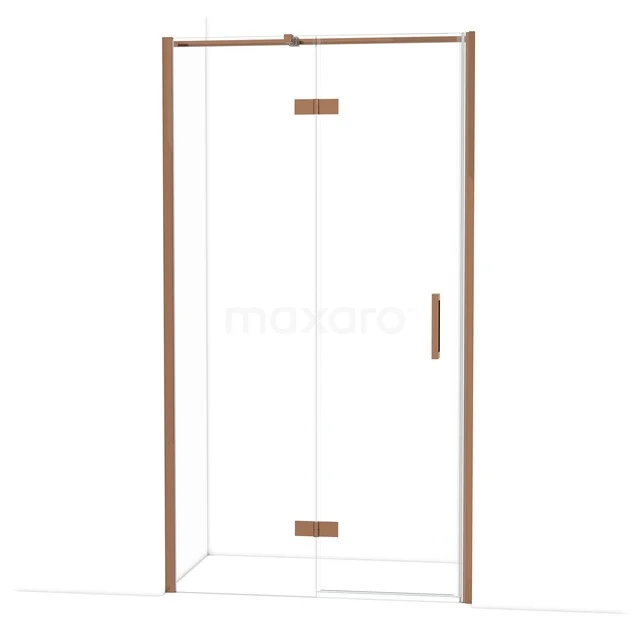 Diamond Shower door | 110 cm Shiny copper Clear glass Pivot door DDB21652310GKP Glazen douchewand met koperkleurige profielen, modern design, ideaal voor een stijlvolle badkamer inrichting.