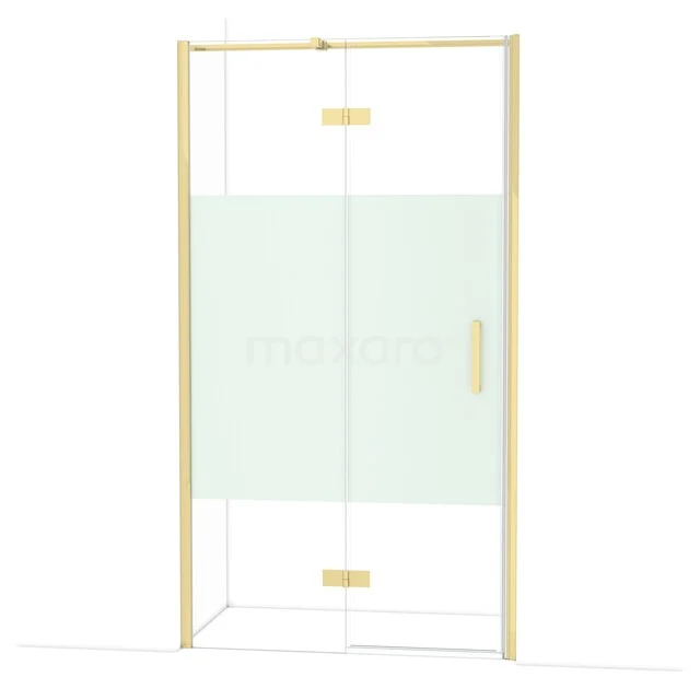 Glas Duschkabine mit Gold Rahmen und matt Glas, stilvolles Design für ein Luxus Badezimmer.