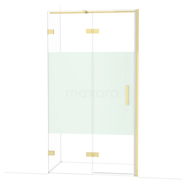 Diamond Shower door | 110 cm Glanzend lichtgoud Clear with matt strip Pivot door DDB21652323GLG Diamond Shower door | 110 cm Glanzend lichtgoud Clear with matt strip Pivot door DDB21652323GLG