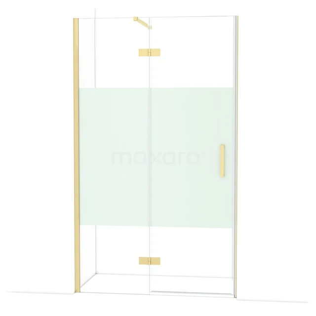 Diamond Shower door | 120 cm Glanzend lichtgoud Clear with matt strip Pivot door DDB21661113GLG Diamond Shower door | 120 cm Glanzend lichtgoud Clear with matt strip Pivot door DDB21661113GLG