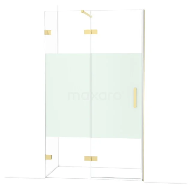 Diamond Shower door | 120 cm Glanzend lichtgoud Clear with matt strip Pivot door DDB21661123GLG Diamond Shower door | 120 cm Glanzend lichtgoud Clear with matt strip Pivot door DDB21661123GLG