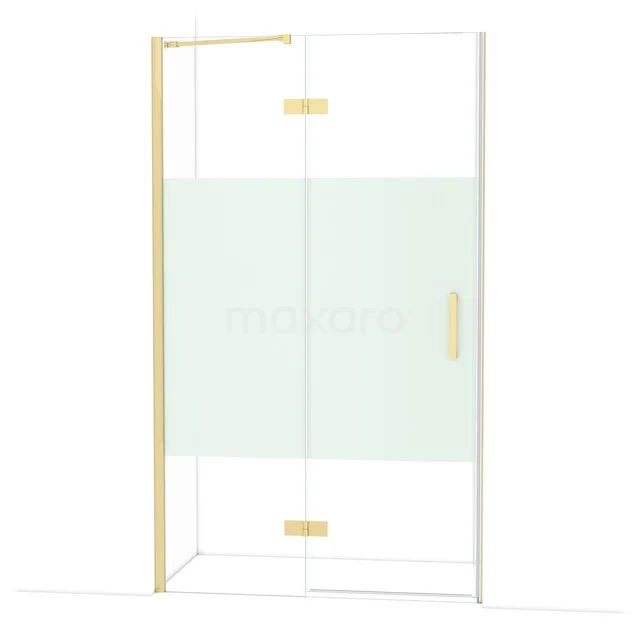 Diamond Shower door | 120 cm Glanzend lichtgoud Clear with matt strip Pivot door DDB21661213GLG Diamond Shower door | 120 cm Glanzend lichtgoud Clear with matt strip Pivot door DDB21661213GLG