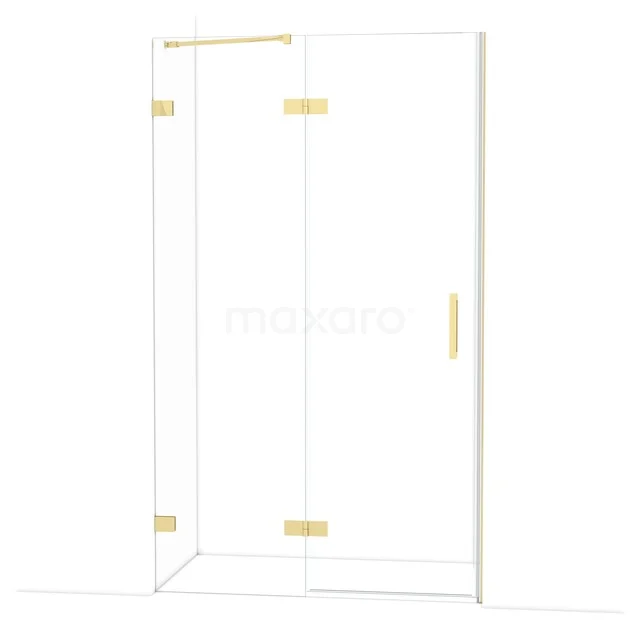 Diamond Shower door | 120 cm Glanzend lichtgoud Clear glass Pivot door DDB21661220GLG