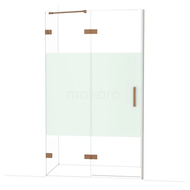 Diamond Shower door | 120 cm Glanzend koper Clear with matt strip Pivot door DDB21661223GKP Diamond Shower door | 120 cm Glanzend koper Clear with matt strip Pivot door DDB21661223GKP